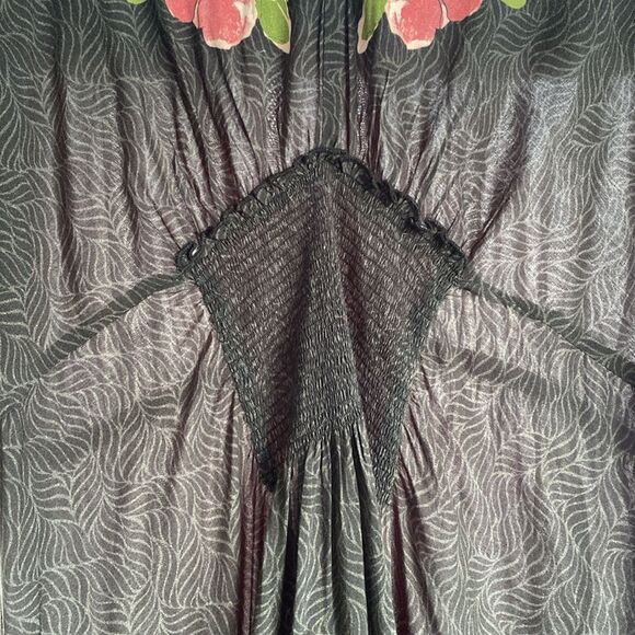 Bl-nk Anthropologie Floral Black Kimono Dress Plus One Size Boho Luxury Vacation - Picture 3 of 13